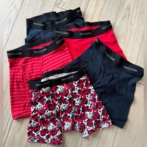 5 pairs Fruit of the Loom Boxer Briefs - Red, Black, and Patterned